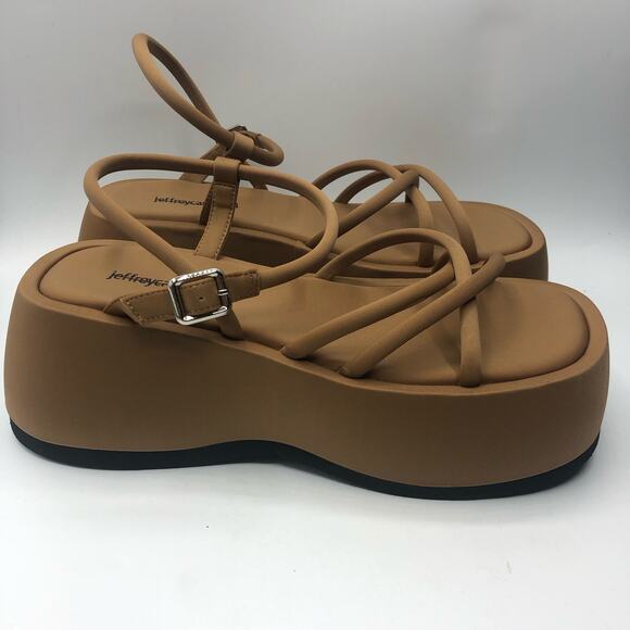 Jeffrey Campbell Glow-Up Platform Wedge Sandal - Dark Natural Neoprene Size 10 - Picture 6 of 7
